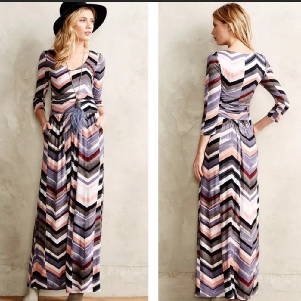Maeve Chevron patterned dress sz L
